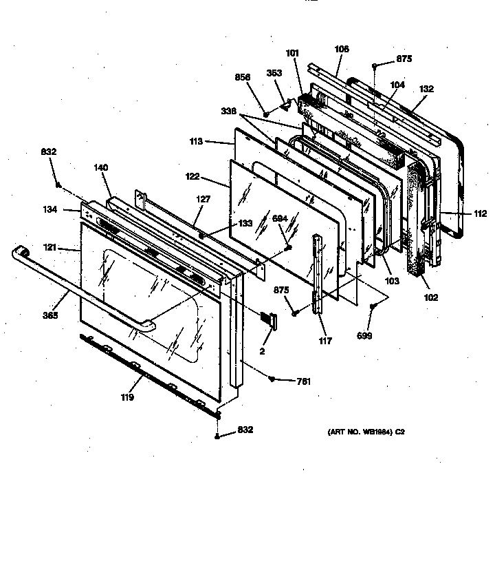 GE ZET757BW1BB door diagram