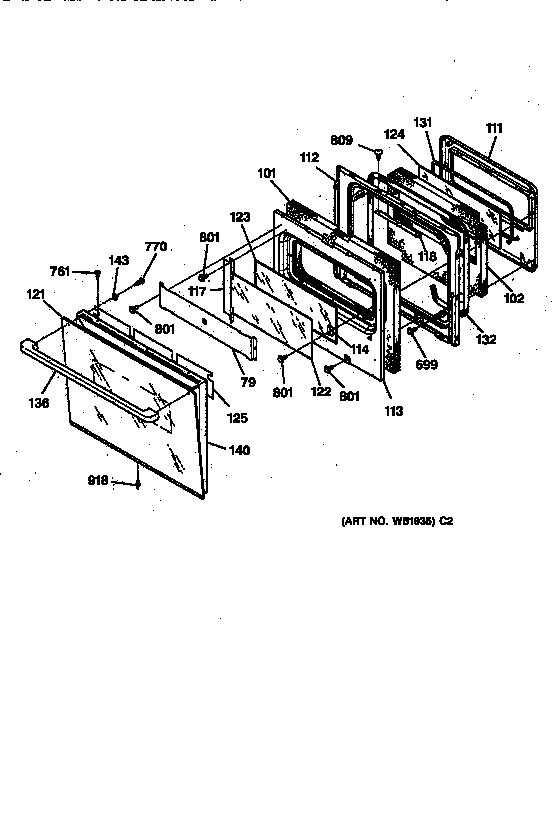 GE ZEK737BW1BB door diagram