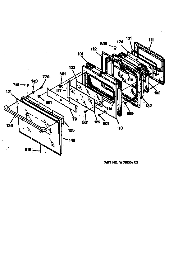 GE ZEK755BW1BB door diagram
