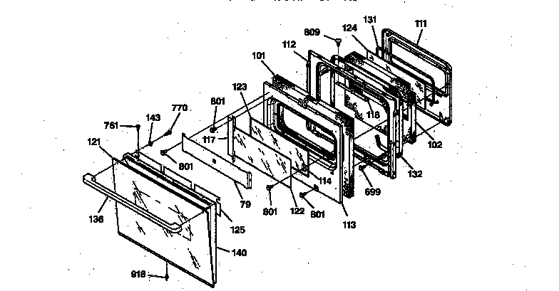 GE ZEK735BW1BB door parts diagram