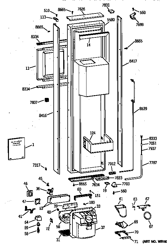 GE ZISW42DYB freezer door diagram