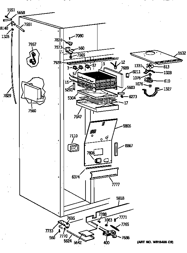 GE ZISW42DYB freezer section diagram