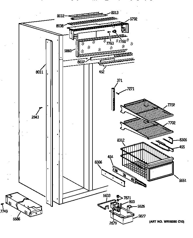 GE ZISW42DYB freezer section diagram