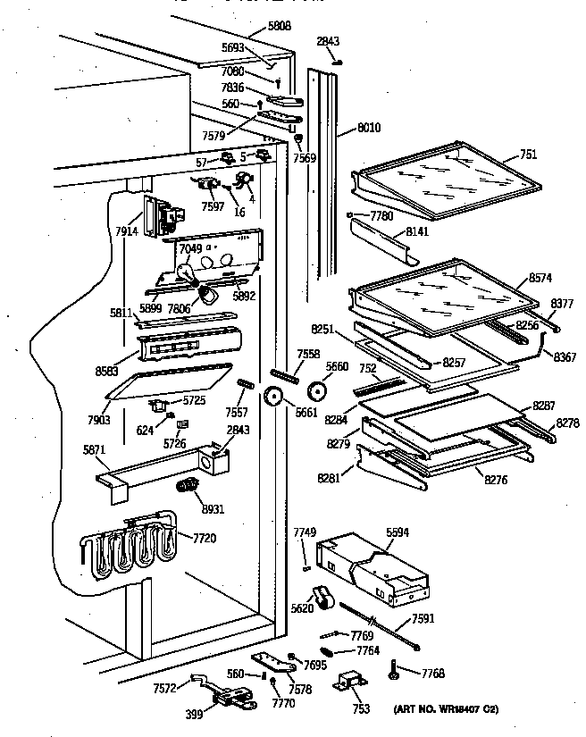 GE ZISW42DYB fresh food section diagram