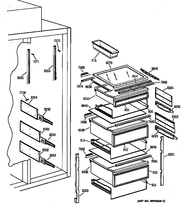 GE ZISW42DYB fresh food section diagram