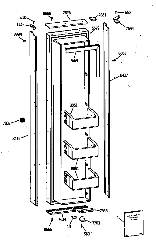 GE ZIS36NYB freezer door diagram