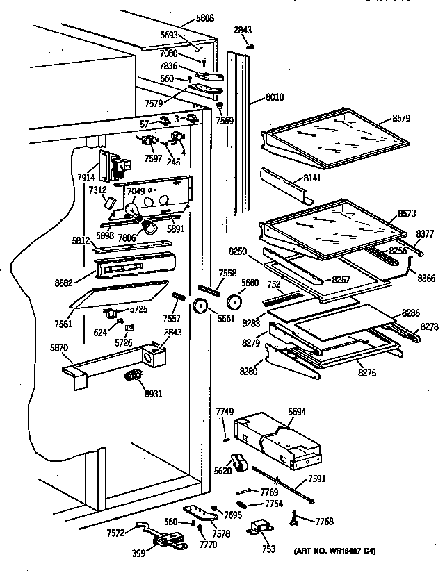 GE ZIS36NYB fresh food section diagram