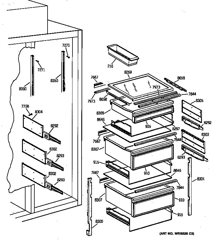 GE ZIS36NYB fresh food section diagram