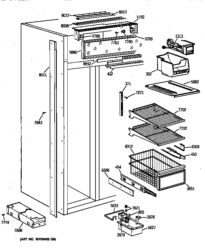 GE ZIS42NYB freezer section diagram