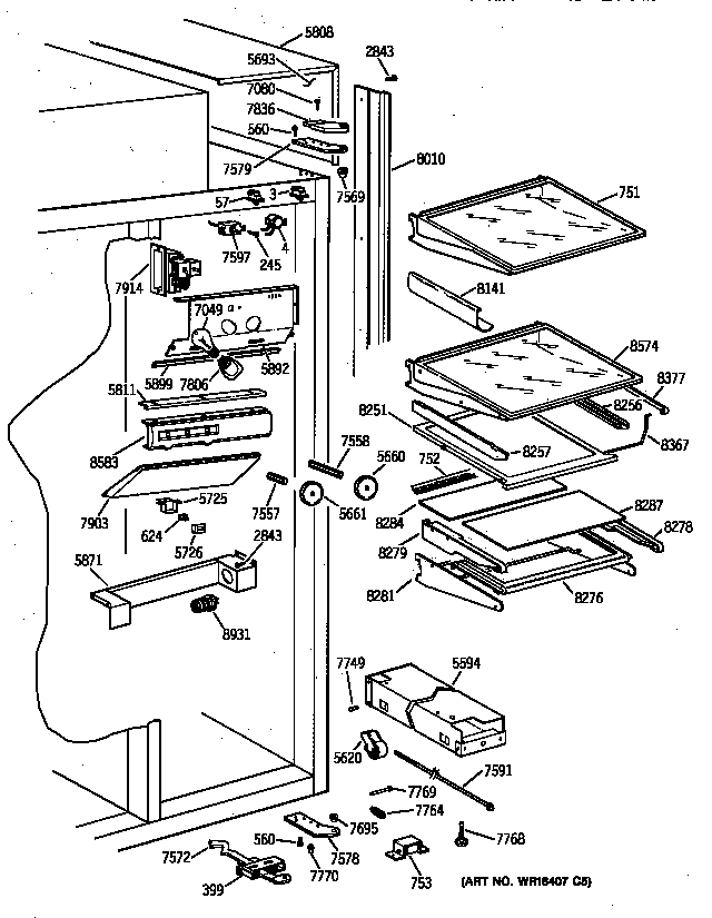 GE ZIS42NYB fresh food section diagram