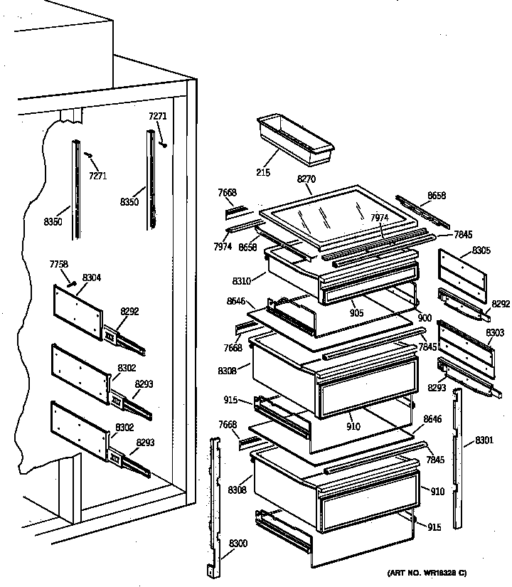 GE ZIS42NYB fresh food section diagram