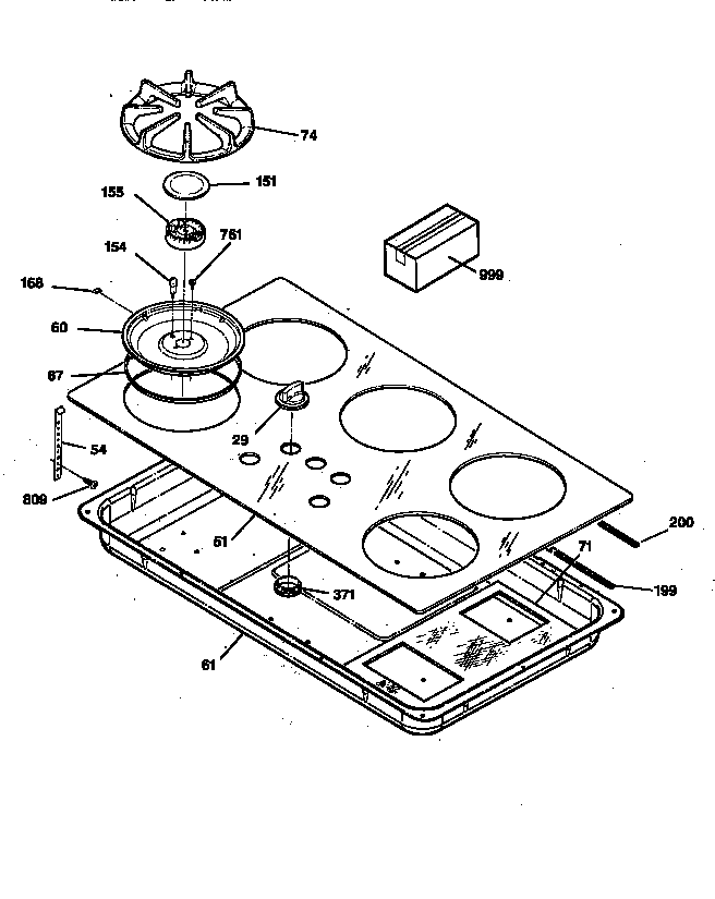GE JGP636WEV5WW cooktop diagram
