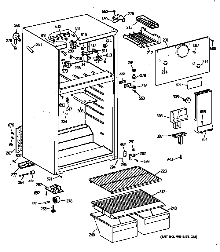 GE TBX14SYZCLWH cabinet diagram
