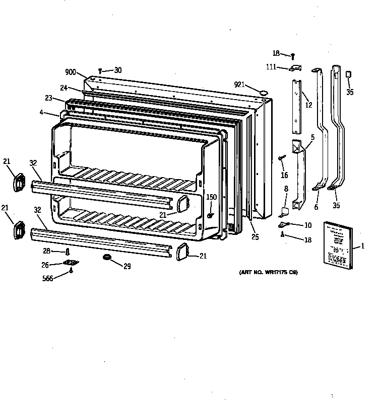 GE TBX21DAXPRWW freezer door diagram