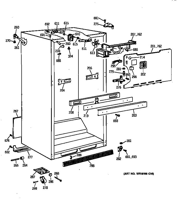 GE TBX21DAXPRWW cabinet parts diagram