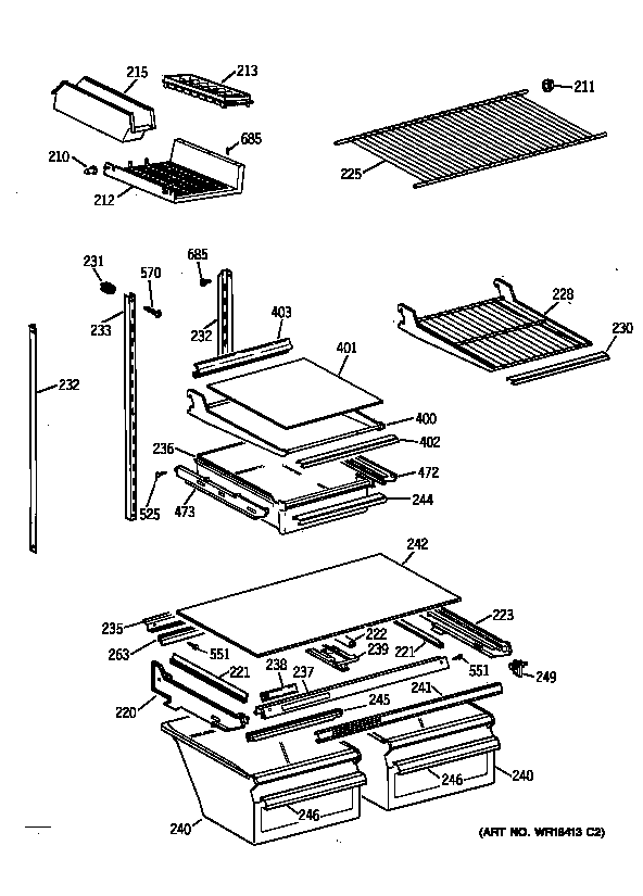 GE TBX21DAXPRWW shelf parts diagram