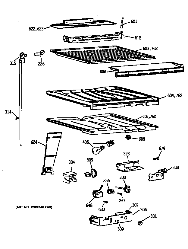 GE TBX21DAXPRWW compartment separator parts diagram