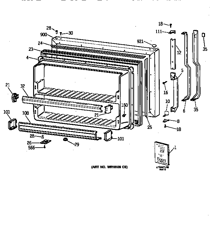 GE TBX19DIYHRAA freezer door diagram