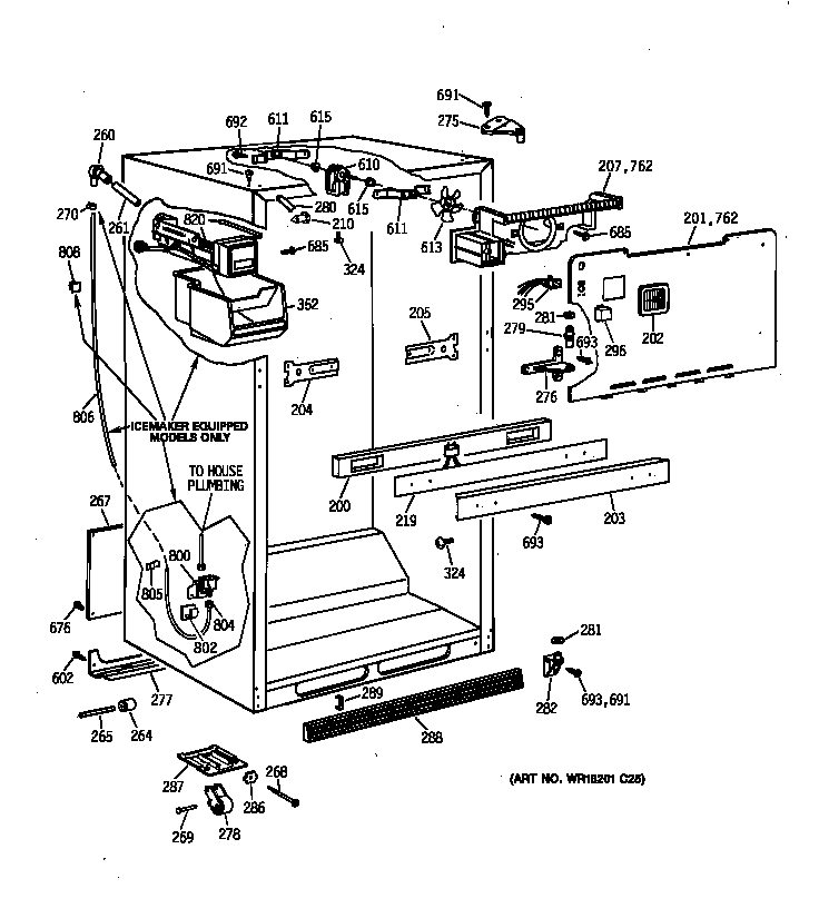GE TBX19DIYHRAA cabinet parts diagram