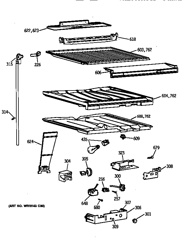 GE TBX19DIYHRAA compartment separator parts diagram