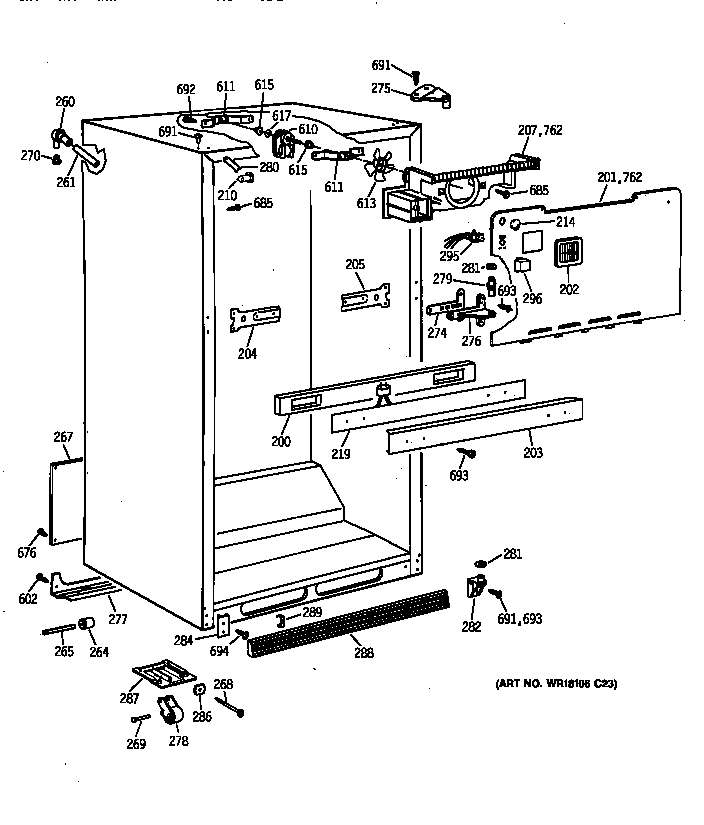 GE TBT24JAXJRAA cabinet parts diagram