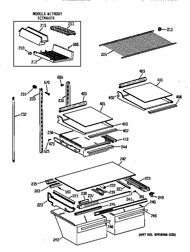 GE TBT24JAXJRAA shelf parts diagram