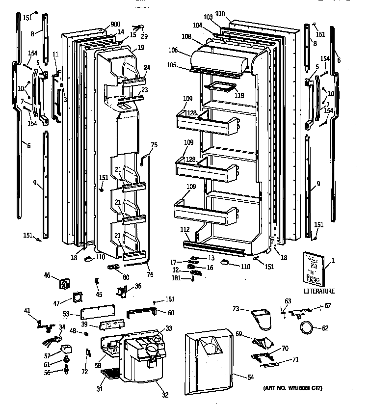 GE TFX20JRXFAA doors diagram