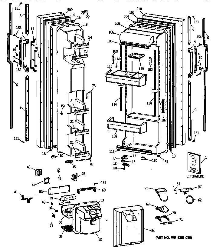 GE TFX22JWYFWW doors diagram