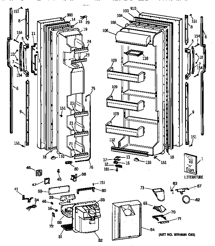 GE TFX20NWXFWH doors diagram