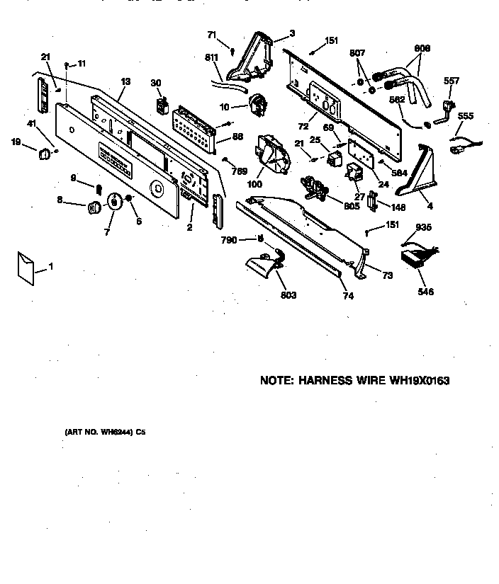 GE WISQ416DT6WW controls & backsplash diagram
