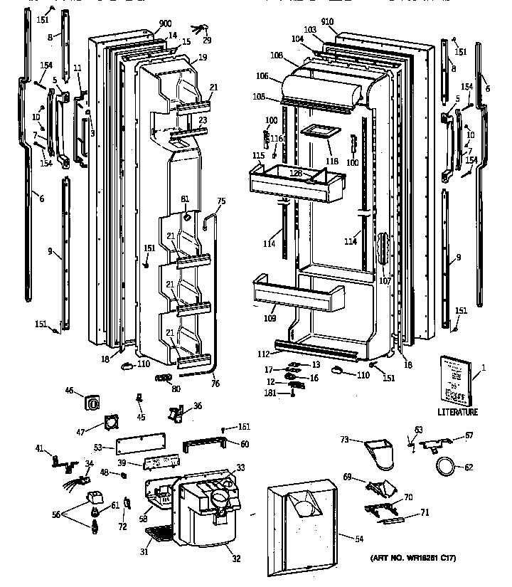 GE TFX25JRYFWW doors diagram