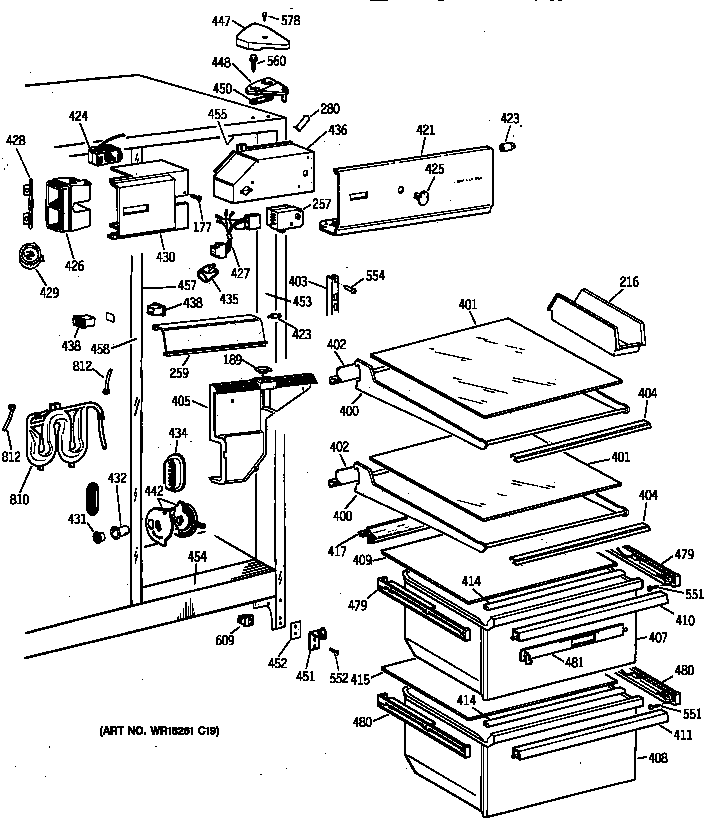 GE TFX25JWYFWW fresh food section diagram