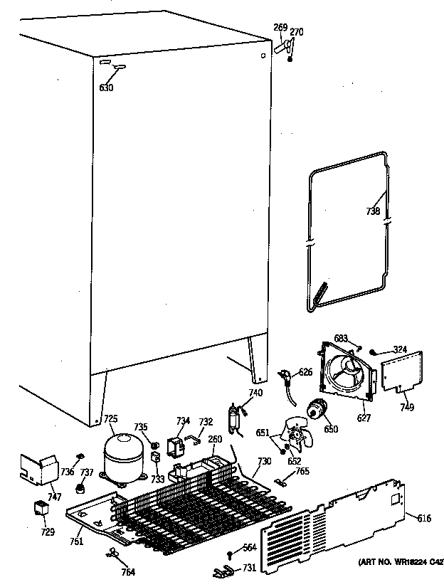 GE TFX25PAYFBB unit parts diagram