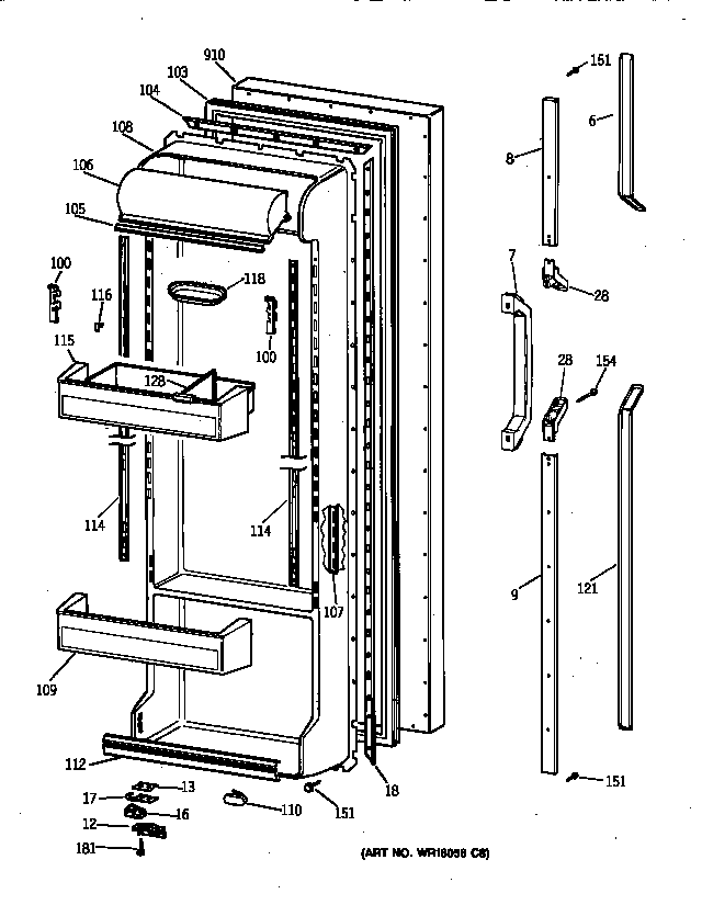GE TFX25PRYFWW fresh food door diagram