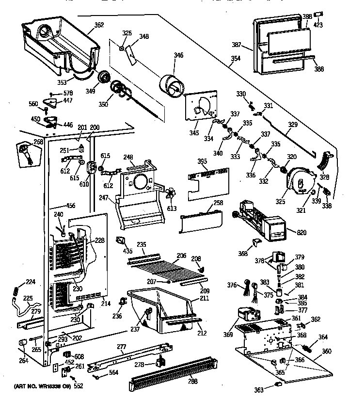 GE TFX25ZRYFWW freezer section diagram