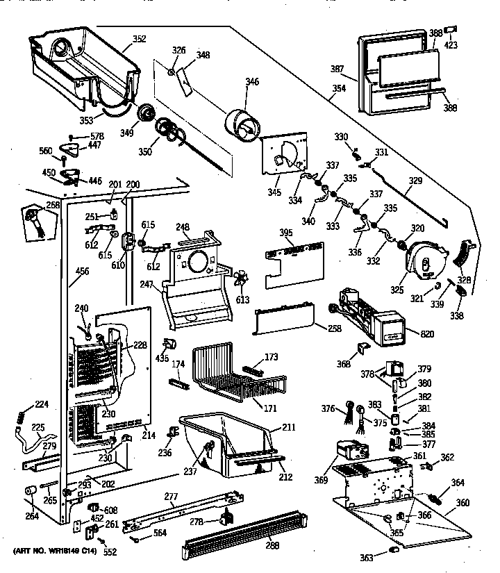 GE TFX27PFXFAA freezer section diagram