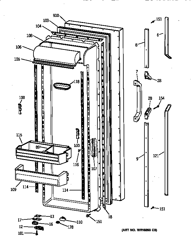 GE TFX27PRXFBB fresh food door diagram