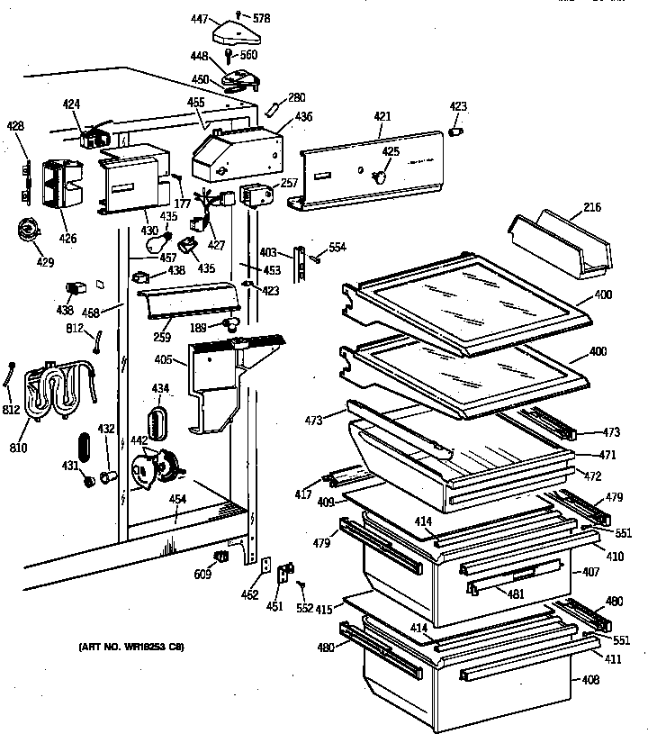 GE TFX27ZRXFAA fresh food section diagram