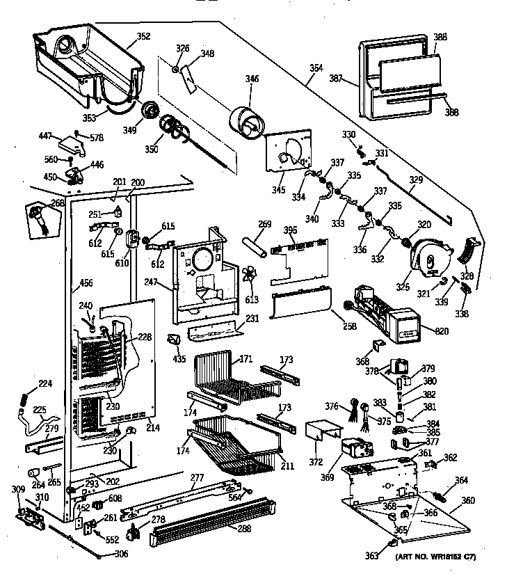 GE TPX21PRXFBB freezer section diagram