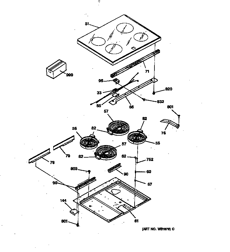 GE LEB356GY1BB cooktop diagram
