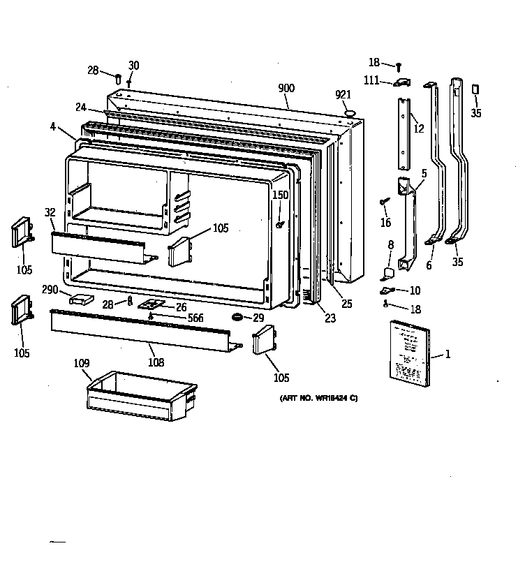 GE TBX19VAZBRAA freezer door diagram