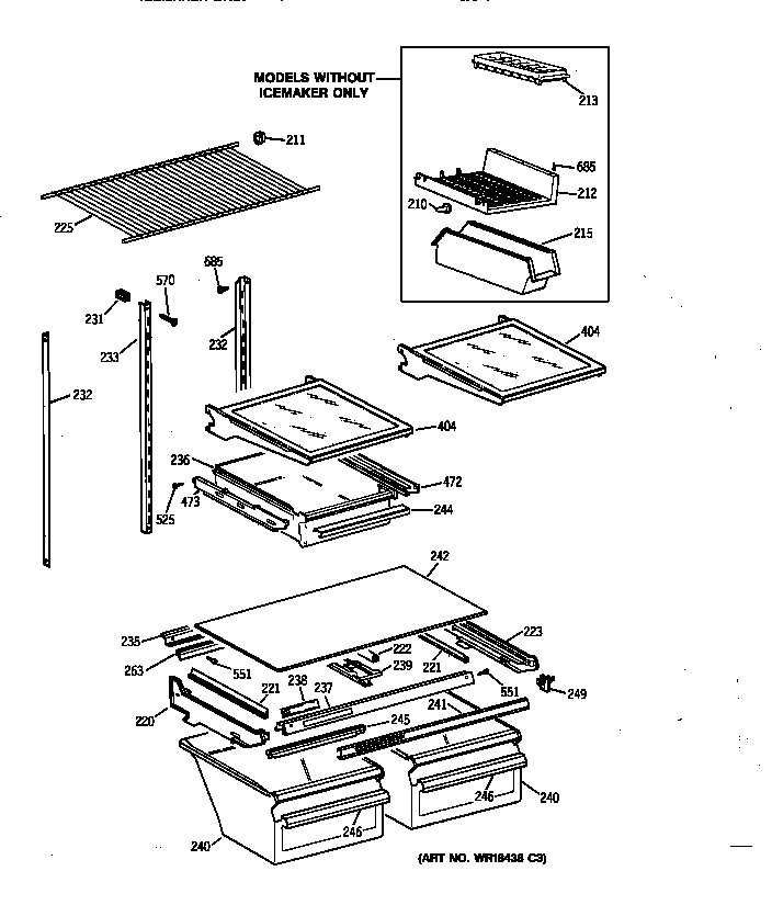 GE TBX19VAZBRAA shelf parts diagram