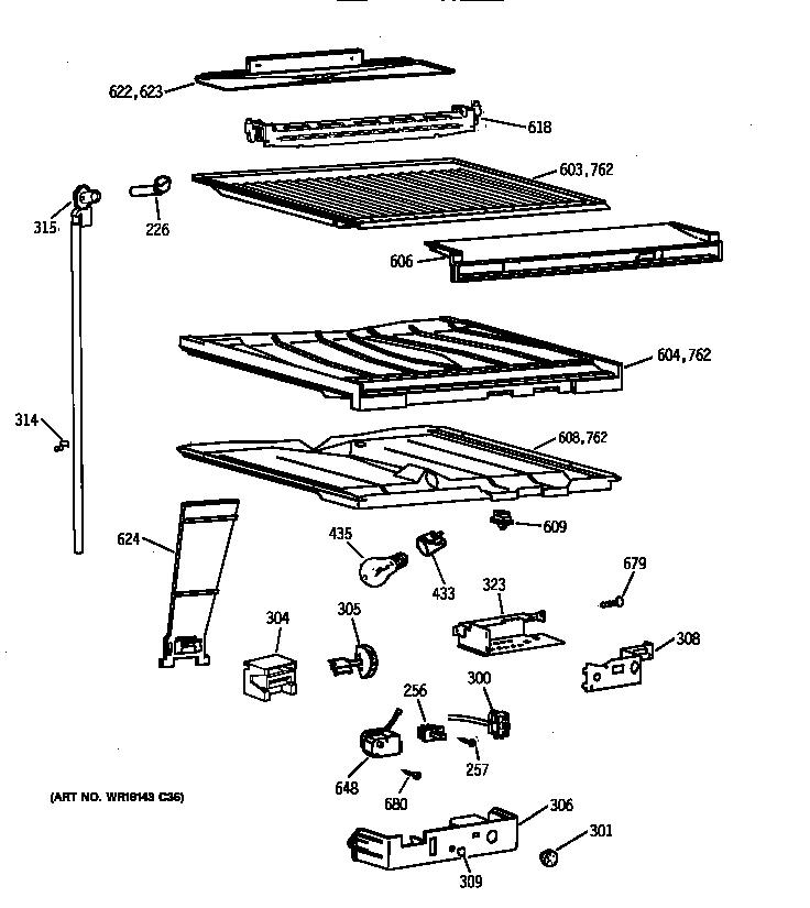 GE TBX19VAZBRAA compartment separator parts diagram