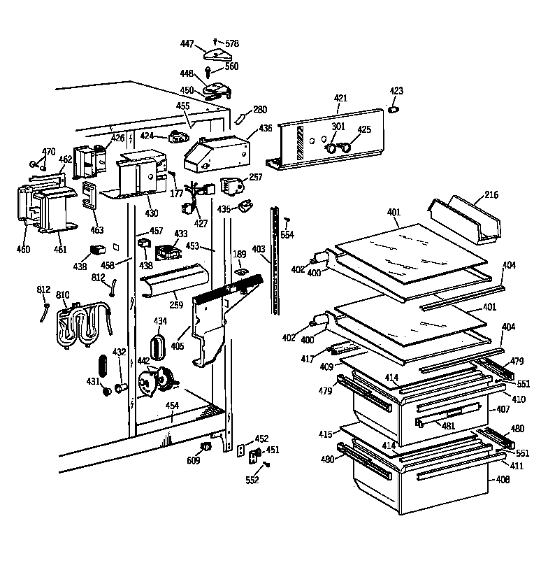 Hotpoint CSK25GRZBAA fresh food section diagram