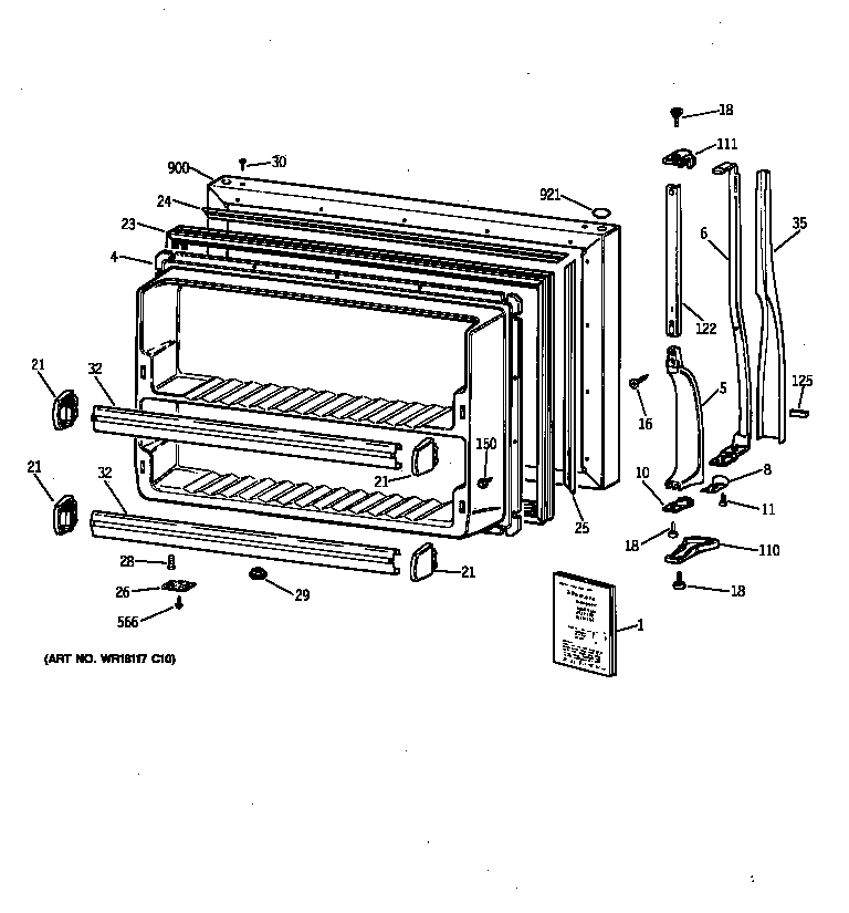 GE MTX21DIZBRWW freezer door diagram