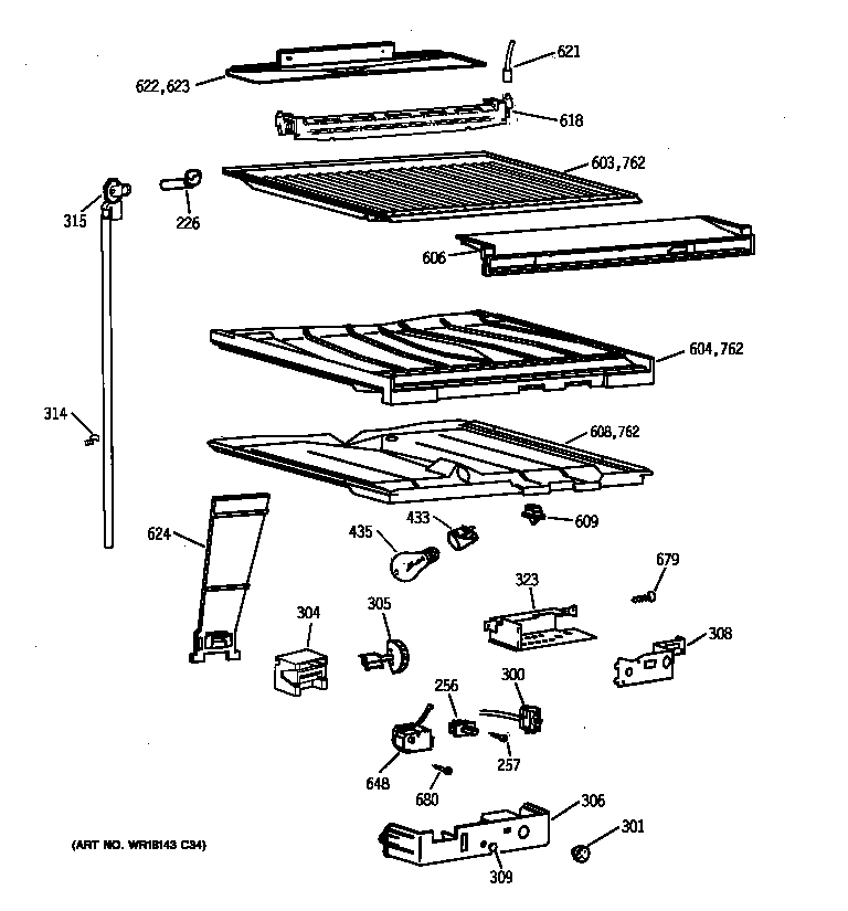 GE MTX21DIZBRWW compartment separator parts diagram
