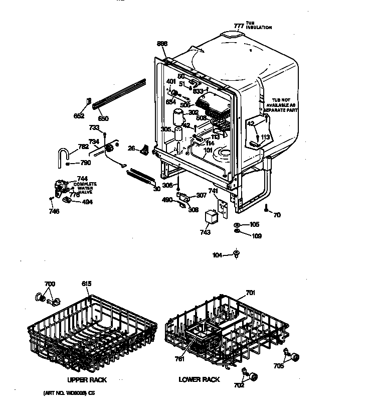 GE PSD100X-72WH body parts diagram