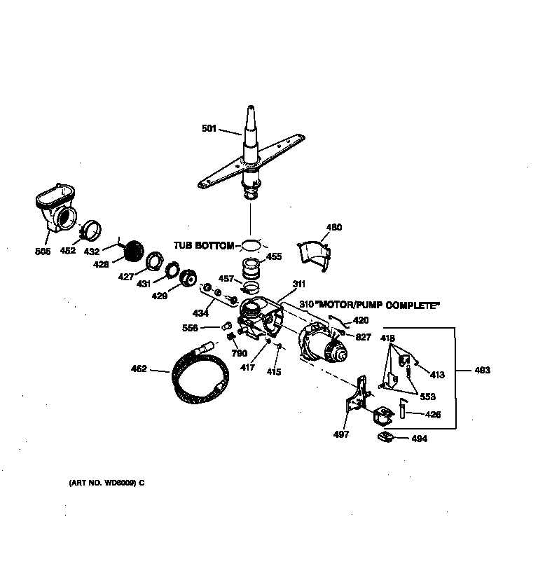 GE PSD100X-72WH motor-pump mechanism diagram