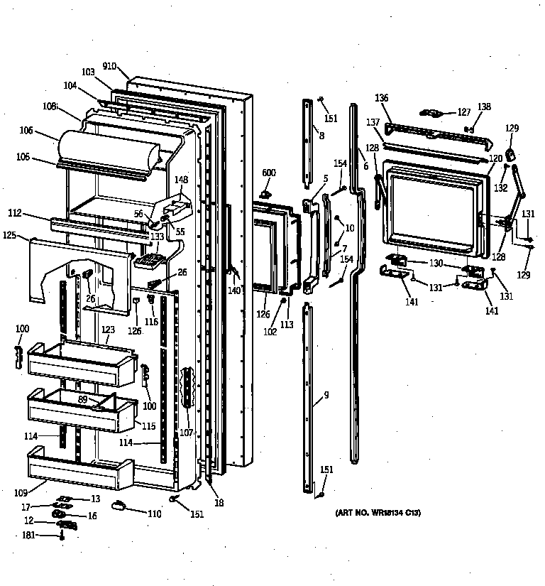 GE MSK27DHZBWH fresh food door diagram