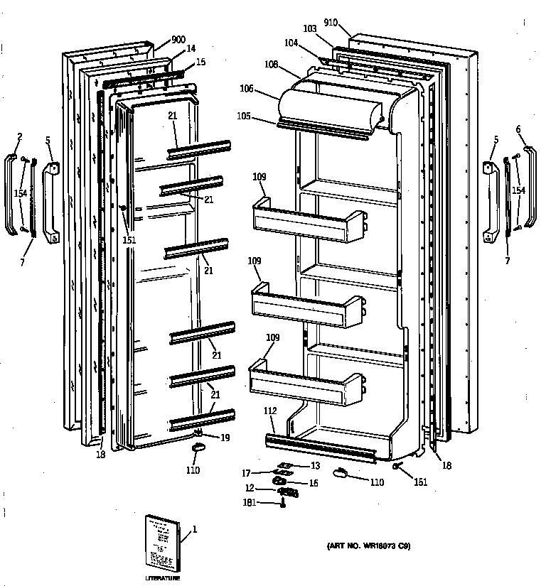 GE MSX22GAZBWW doors diagram
